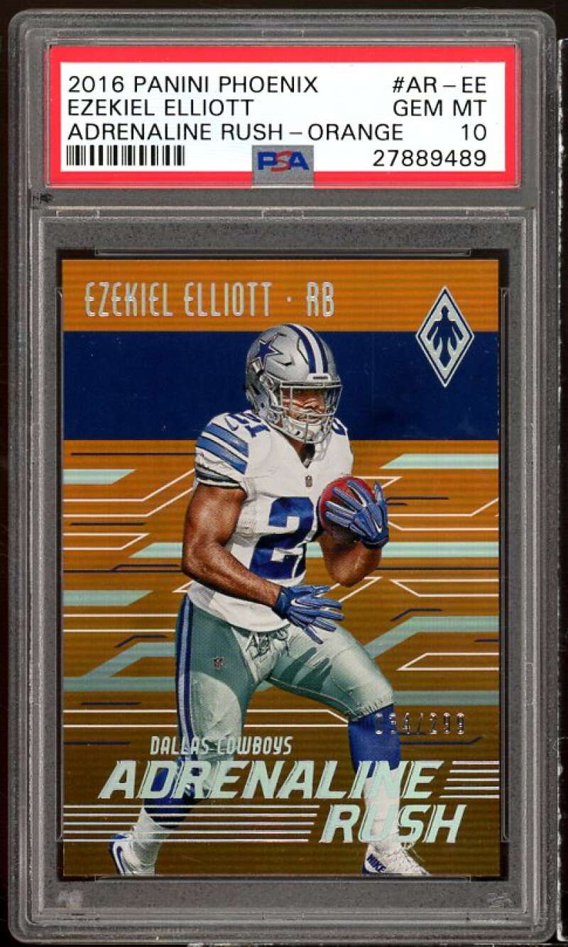 Ezekiel Elliott Rookie 2016 Phoenix Adrenaline Rush Orange #AR-EE (pop 3) PSA 10 Image 1