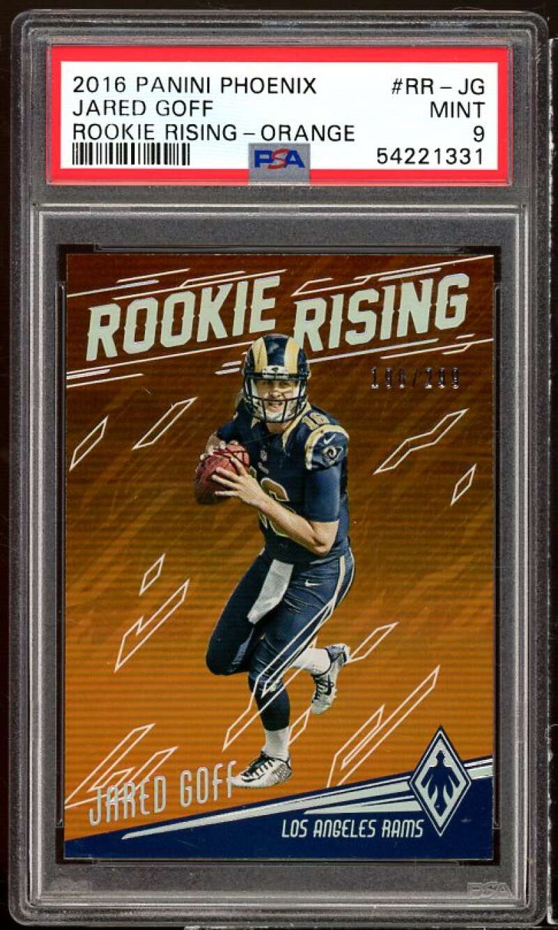 Jared Goff Rookie Card 2016 Panini Phoenix Rookie Rising Orange #RR-JG PSA 9 Image 1