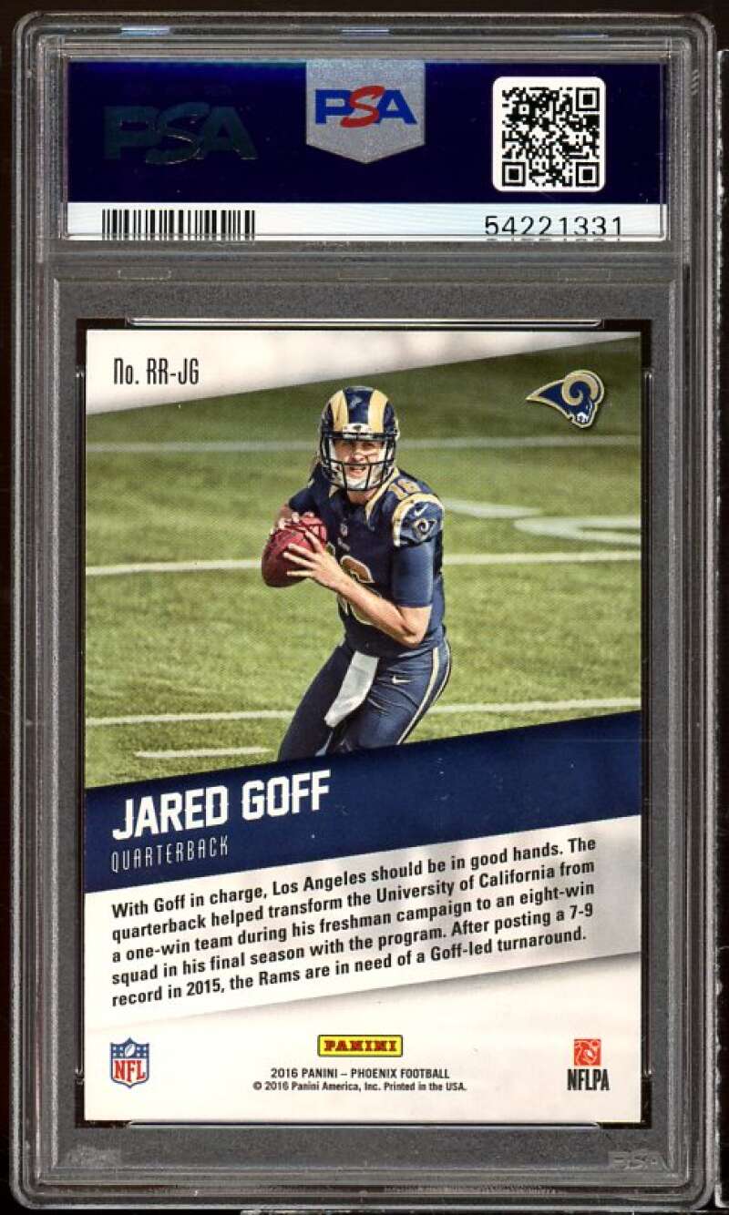 Jared Goff Rookie Card 2016 Panini Phoenix Rookie Rising Orange #RR-JG PSA 9 Image 2