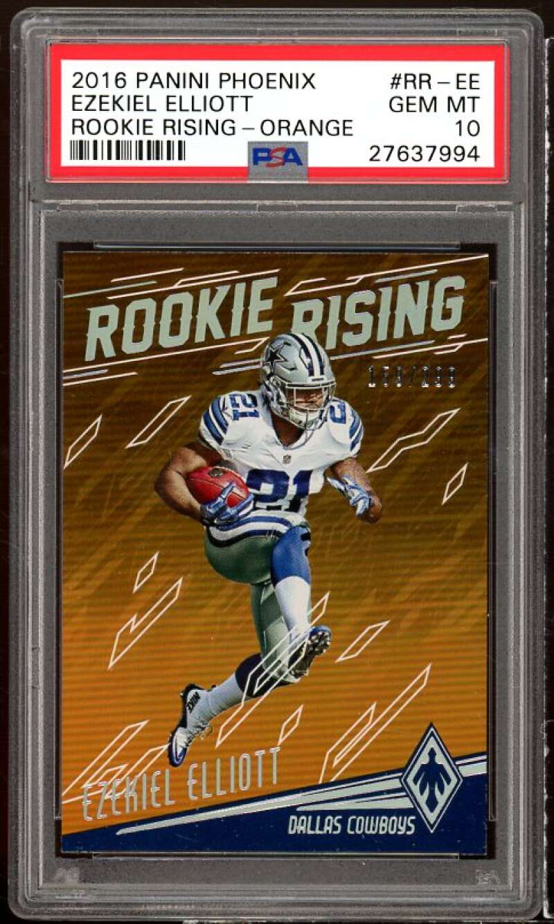 Ezekiel Elliott Rookie 2016 Panini Phoenix Rookie Rising Orange #RR-EE PSA 10 Image 1