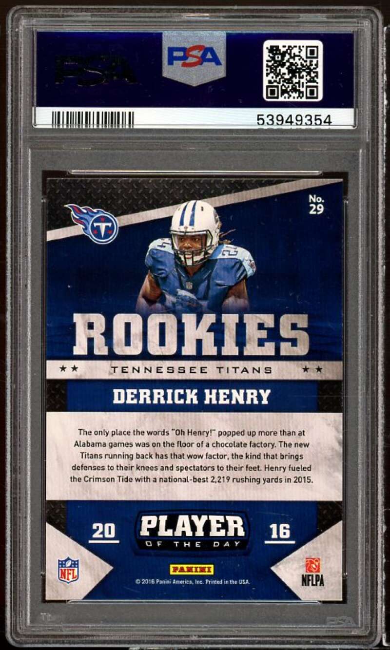 Derrick Henry Rookie Card 2016 Panini Player Day Galactic Windows #29 PSA 9 Image 2