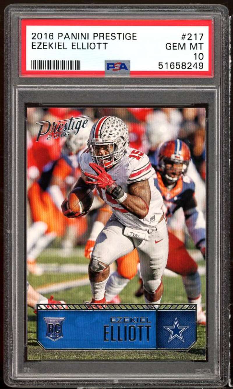 Ezekiel Elliott Rookie Card 2016 Panini Prestige #217 PSA 10 Image 1