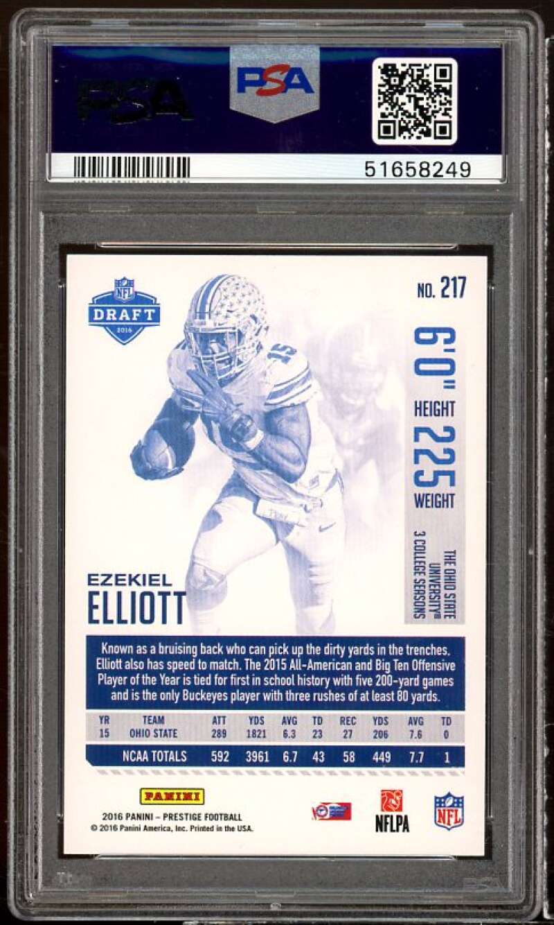 Ezekiel Elliott Rookie Card 2016 Panini Prestige #217 PSA 10 Image 2