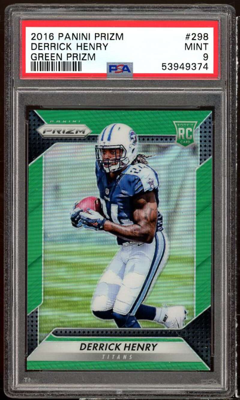 Derrick Henry Rookie Card 2016 Panini Prizm Green Prizm #298 PSA 9 Image 1