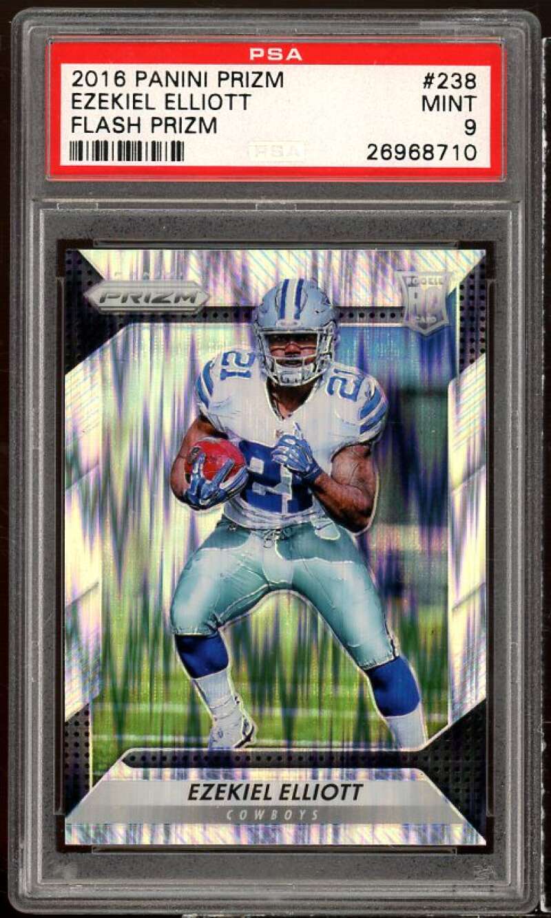 Ezekiel Elliott Rookie Card 2016 Panini Prizm Flash Prizm #238 PSA 9 Image 1