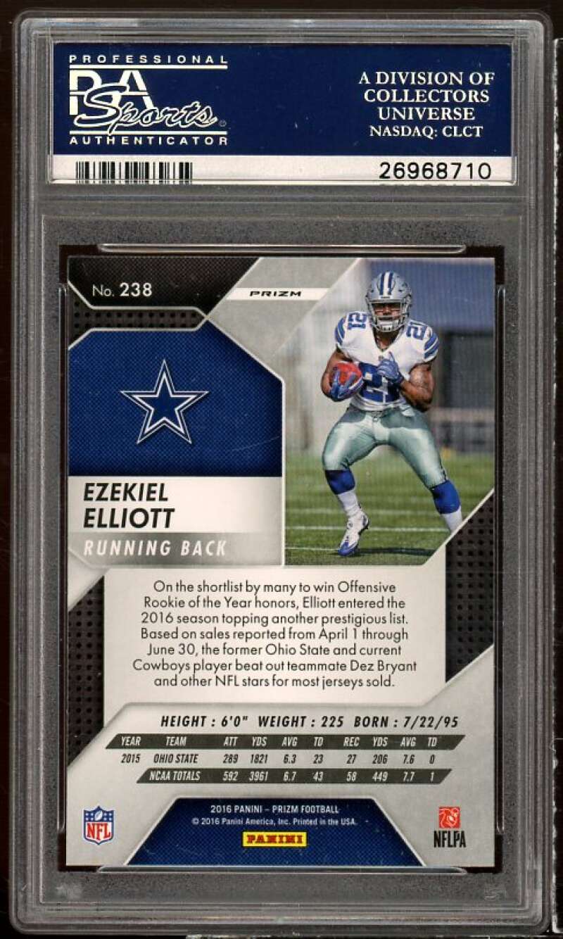 Ezekiel Elliott Rookie Card 2016 Panini Prizm Flash Prizm #238 PSA 9 Image 2