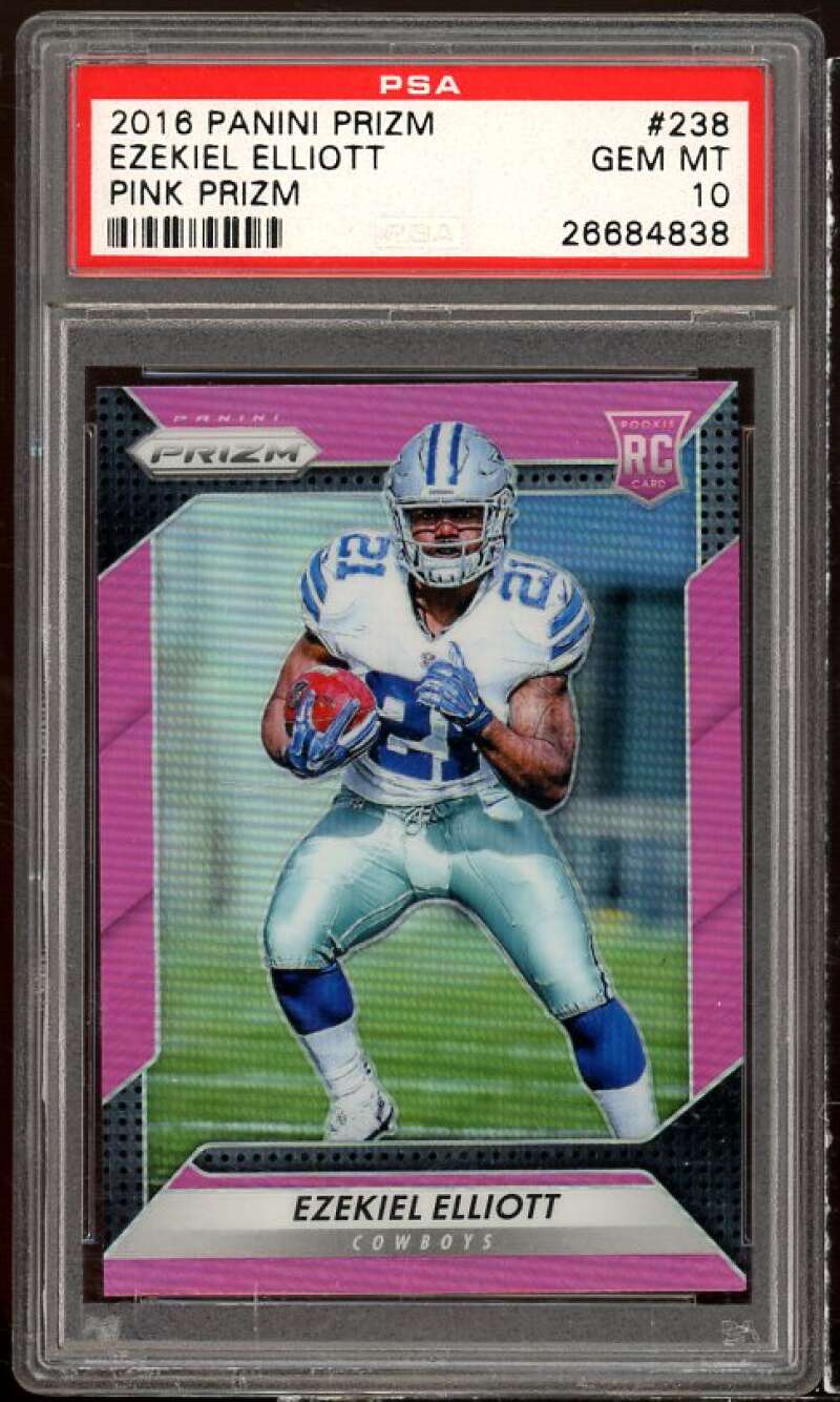 Ezekiel Elliott Rookie Card 2016 Panini Prizm Pink Prizm #238 PSA 10 Image 1