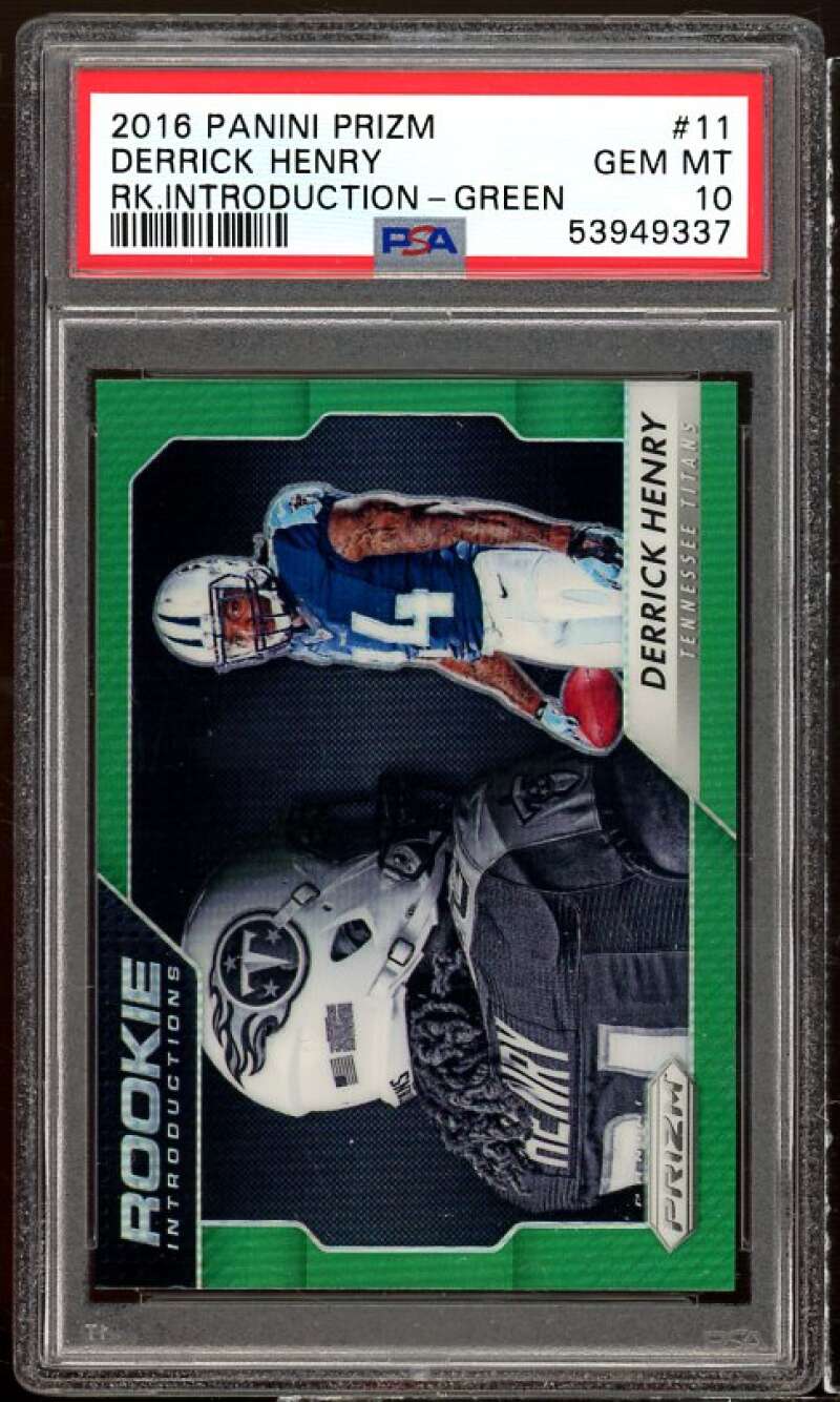 Derrick Henry 2016 Panini Prizm Rookie Introduction Green #11 (pop 3) PSA 10 Image 1