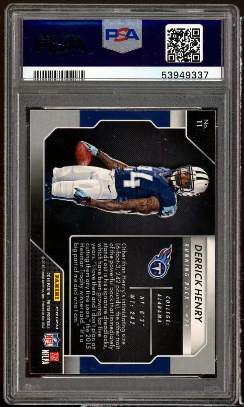 Derrick Henry 2016 Panini Prizm Rookie Introduction Green #11 (pop 3) PSA 10 Image 2