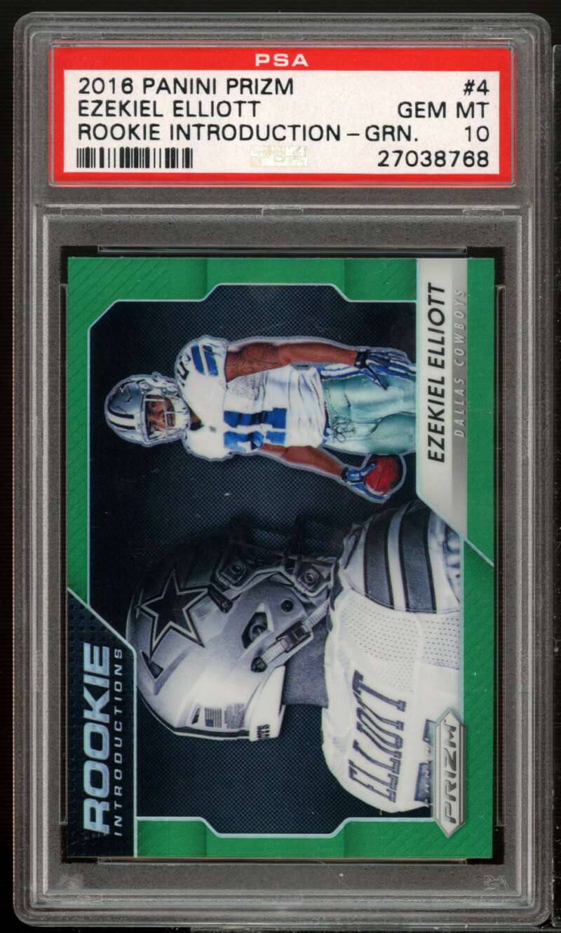 Ezekiel Elliott 2016 Panini Prizm Rookie Introduction Green #4 (pop 5) PSA 10 Image 1