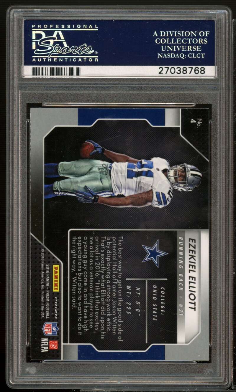 Ezekiel Elliott 2016 Panini Prizm Rookie Introduction Green #4 (pop 5) PSA 10 Image 2