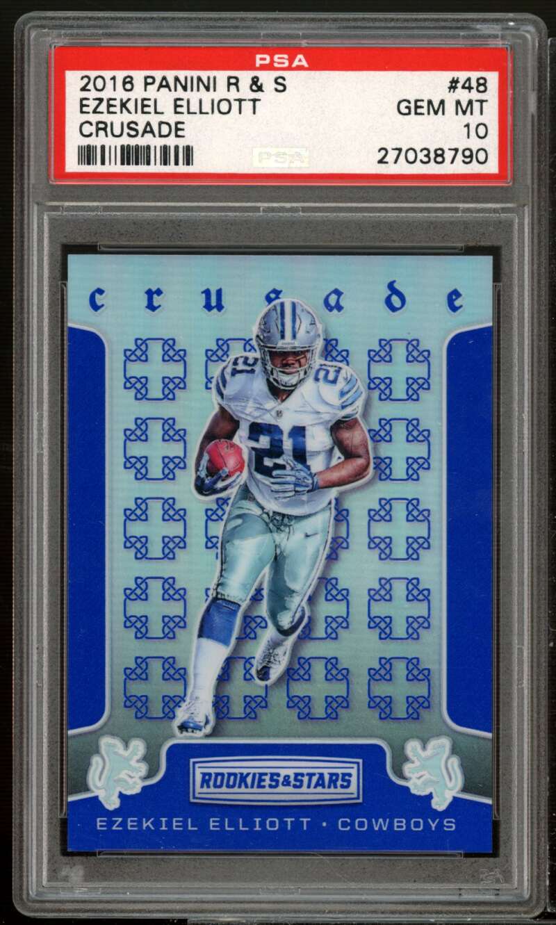 Ezekiel Elliott Rookie Card 2016 Panini Rookies Stars Crusade #48 PSA 10 Image 1