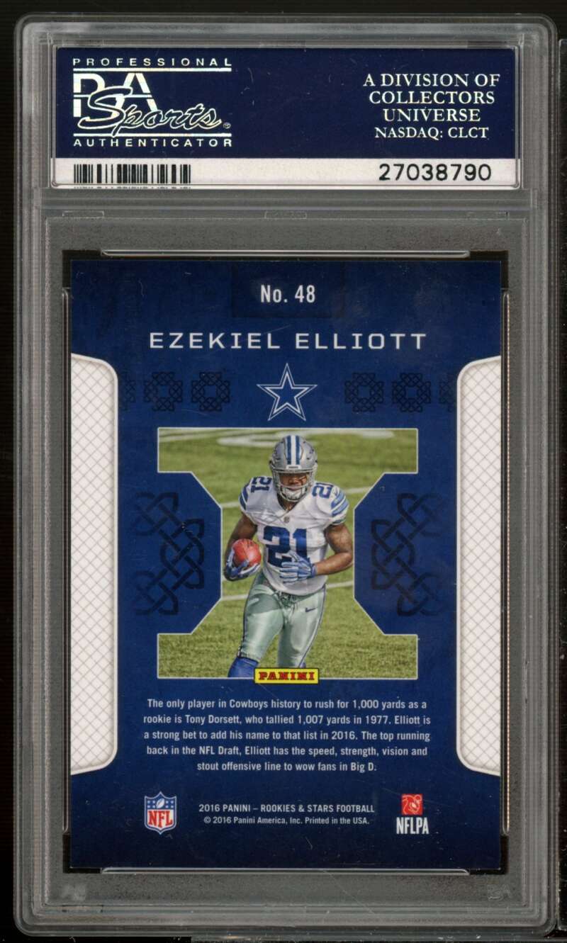 Ezekiel Elliott Rookie Card 2016 Panini Rookies Stars Crusade #48 PSA 10 Image 2