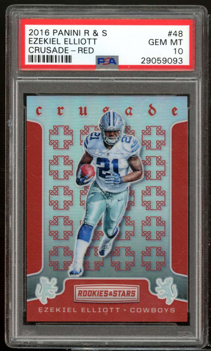 Ezekiel Elliott Rookie 2016 Panini Rookies Stars Crusade Red #48 (pop 4) PSA 10 Image 1