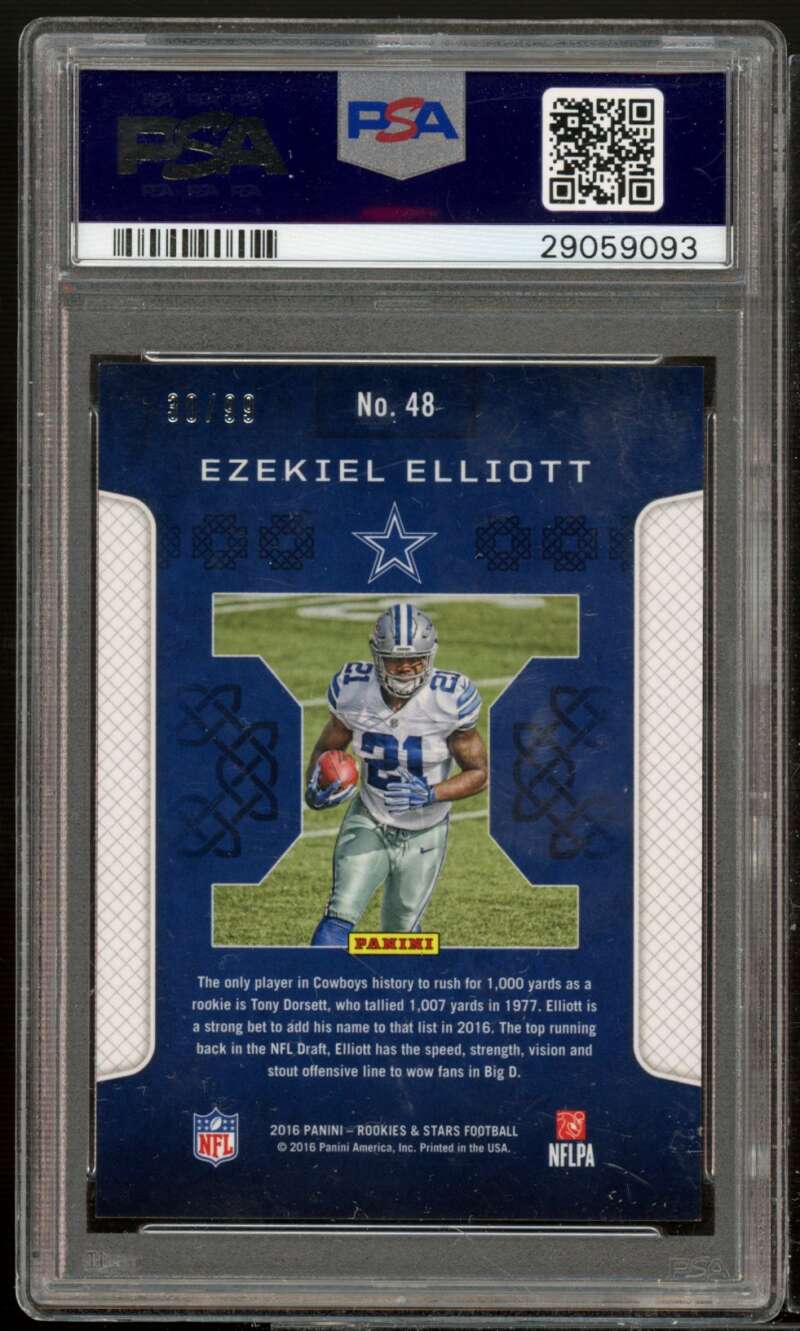 Ezekiel Elliott Rookie 2016 Panini Rookies Stars Crusade Red #48 (pop 4) PSA 10 Image 2