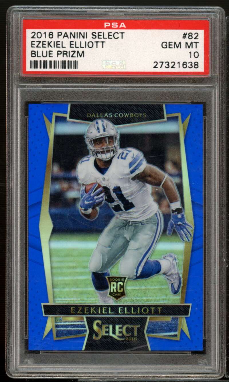 Ezekiel Elliott Rookie 2016 Panini Select Blue Prizm #82 PSA 10 Image 1