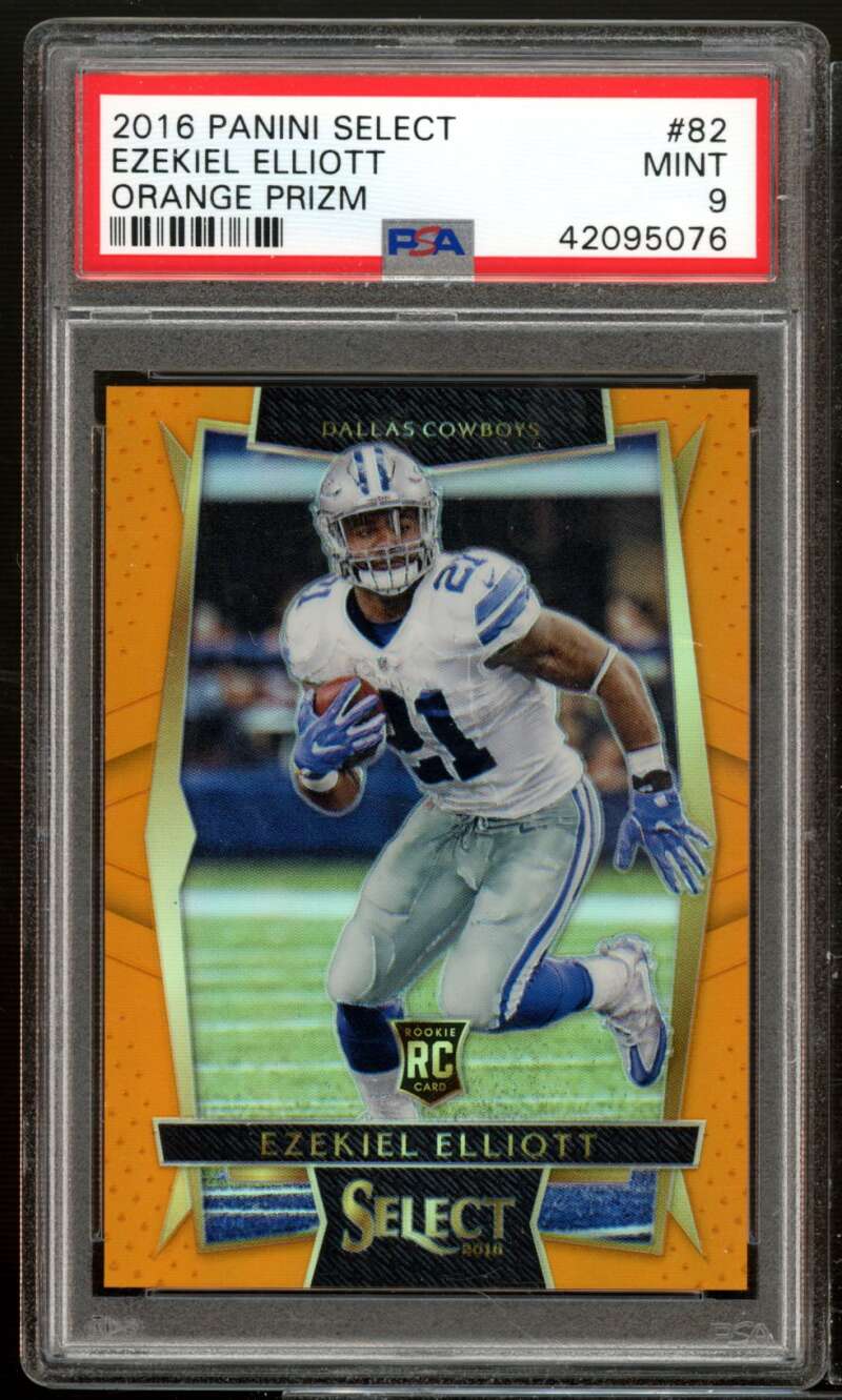 Ezekiel Elliott Rookie Card 2016 Panini Select Orange Prizm #82 PSA 9 Image 1