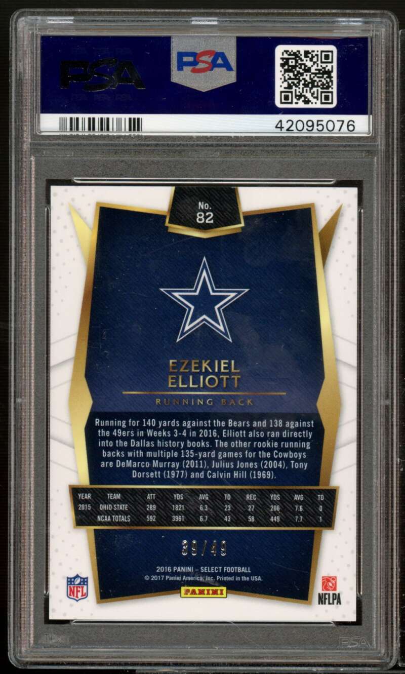 Ezekiel Elliott Rookie Card 2016 Panini Select Orange Prizm #82 PSA 9 Image 2