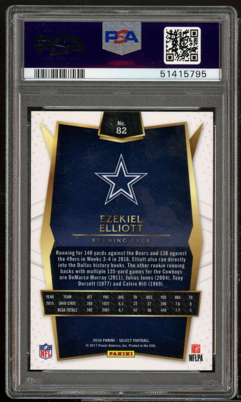 Ezekiel Elliott Rookie Card 2016 Panini Select Prizm #82 PSA 9 Image 2