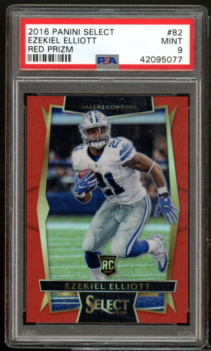 Ezekiel Elliott Rookie Card 2016 Panini Select Red Prizm #82 PSA 9 Image 1