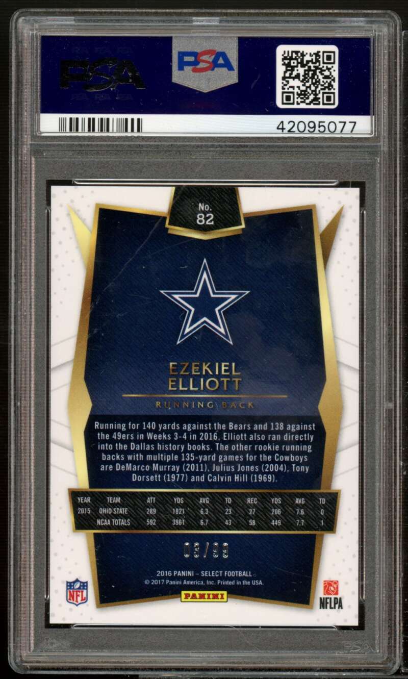 Ezekiel Elliott Rookie Card 2016 Panini Select Red Prizm #82 PSA 9 Image 2