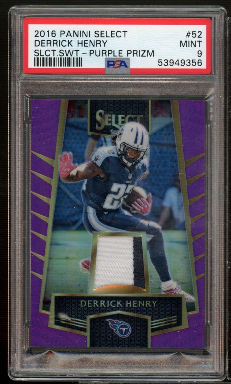 Derrick Henry Rookie 2016 Panini Select Swatch Purple Prizm #52 (pop 1) PSA 9 Image 1