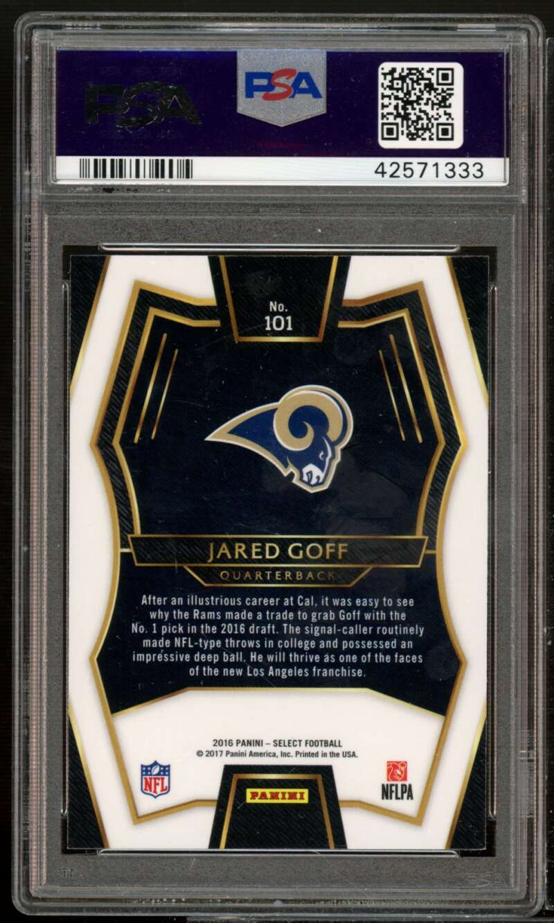 Jared Goff Rookie Card 2016 Panini Select Tri Color Prizm #101 PSA 10 Image 2