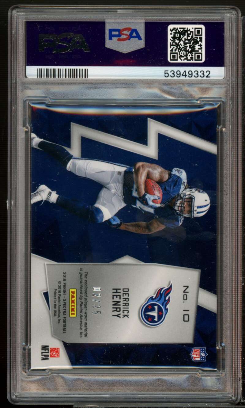 Derrick Henry Rookie 2016 Panini Spectra Next Era Relic Neon Green #10 PSA 8 Image 2