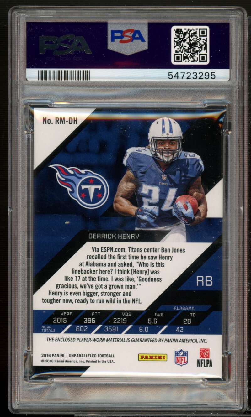 Derrick Henry Rookie 2016 Panini Unparalleled RPS Rookie Materials #RM-DH PSA 9 Image 2