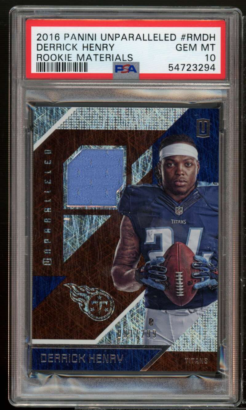 Derrick Henry Rookie 2016 Panini Unparalleled RPS Rookie Materials #RM-DH PSA 10 Image 1