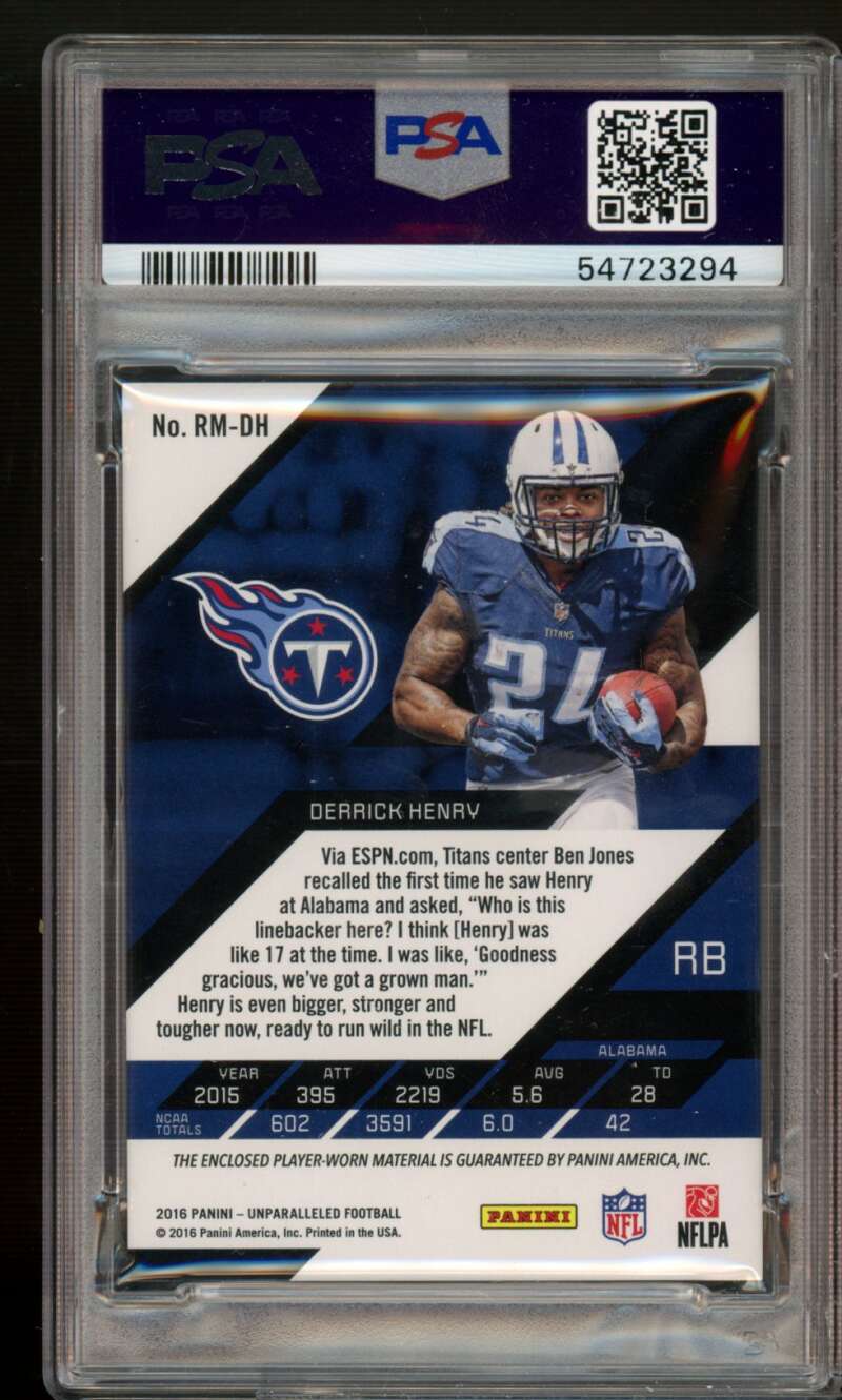 Derrick Henry Rookie 2016 Panini Unparalleled RPS Rookie Materials #RM-DH PSA 10 Image 2