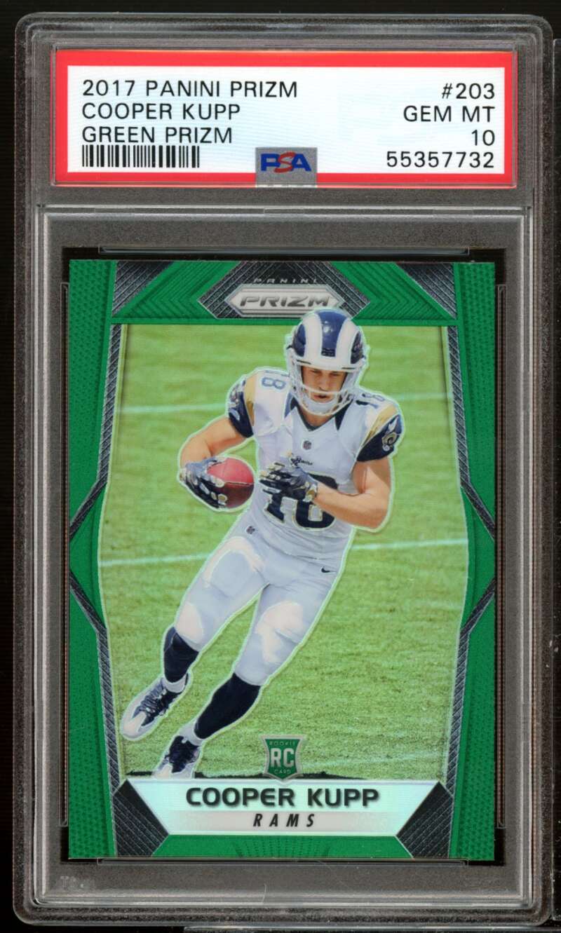 Cooper Kupp Rookie Card 2017 Panini Prizm Green Prizm #203 PSA 10 Image 1