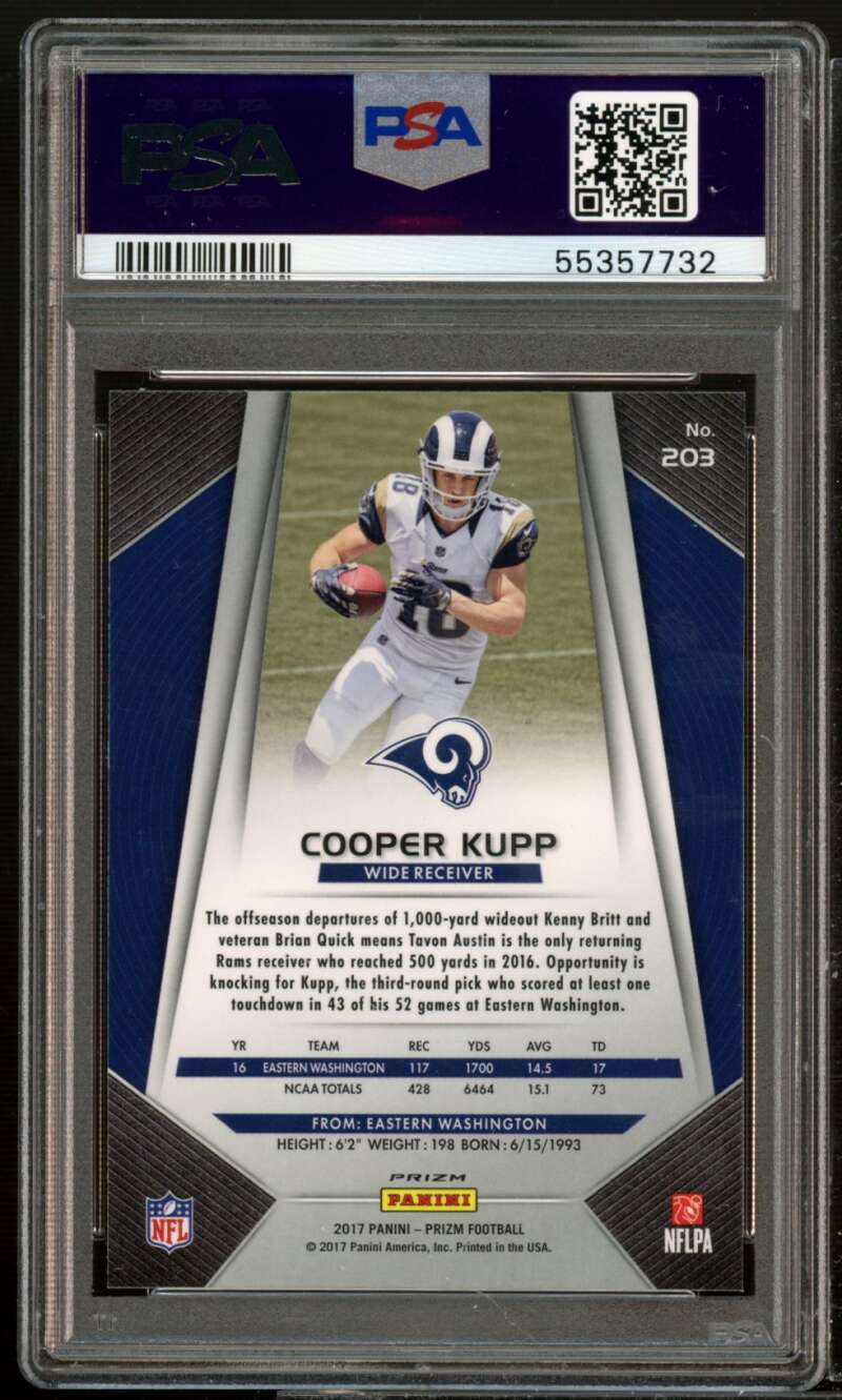 Cooper Kupp Rookie Card 2017 Panini Prizm Green Prizm #203 PSA 10 Image 2