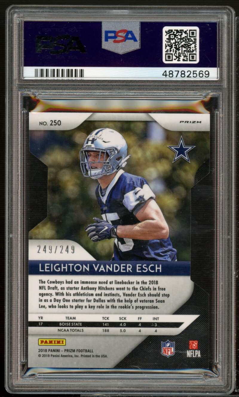 Leighton Vander Esch Rookie 2018 Panini Prizm Orange Prizm Die Cut #250 PSA 10 Image 2