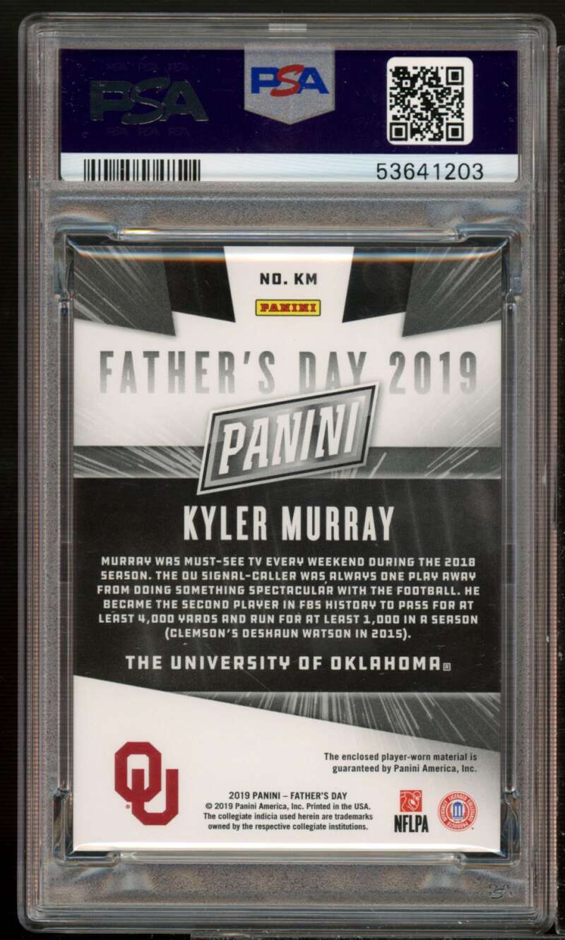 Kyler Murray Rookie Card 2019 Panini Father's Day College Memorabilia #KM PSA 9 Image 2