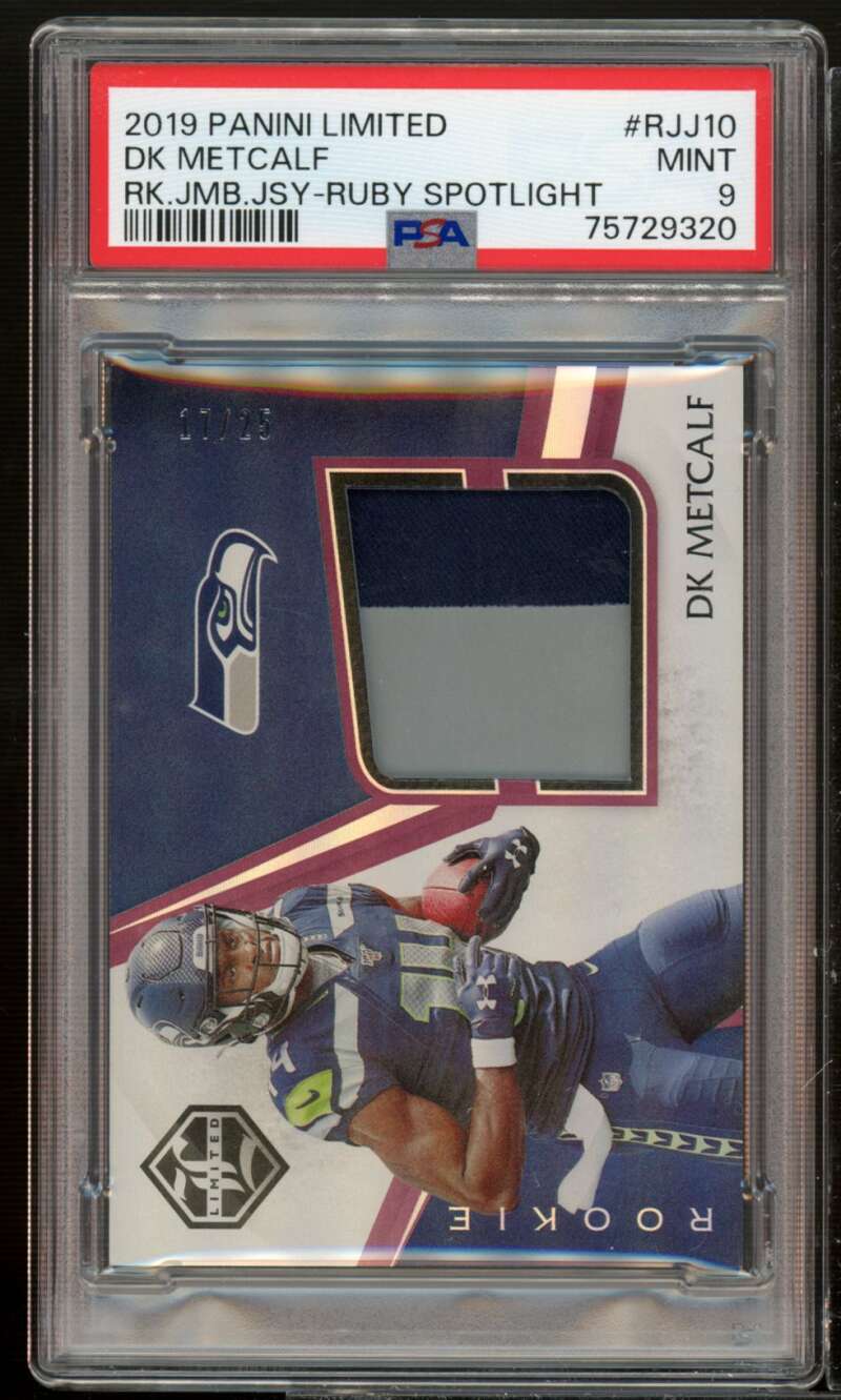 DK Metcalf Rookie 2019 Panini Limited Jsy Ruby Spotlight #RJJ10 (17/25) PSA 9 Image 1