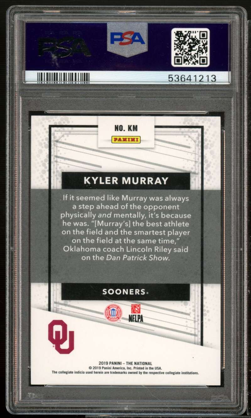 Kyler Murray Rookie Card 2019 Panini Natl Conv College Rainbow Spokes #KM PSA 10 Image 2