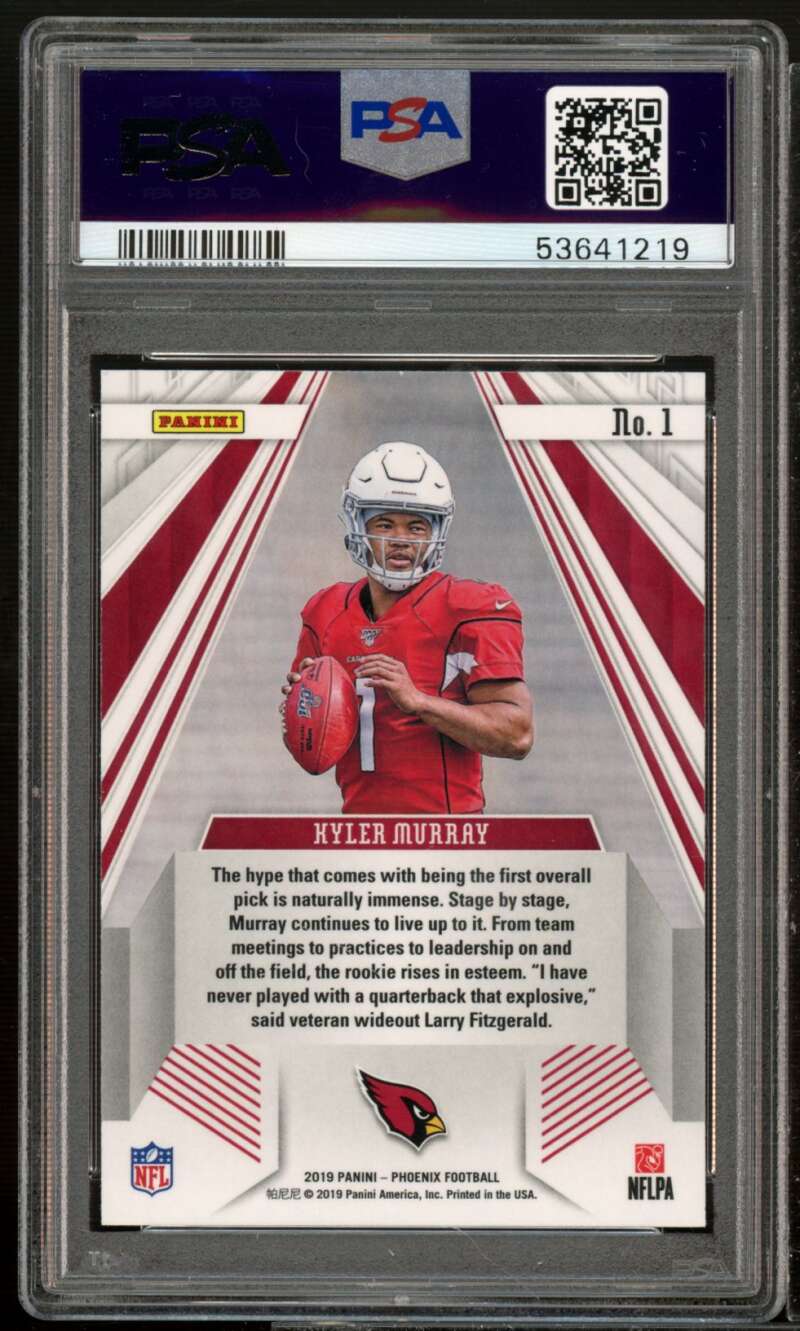 Kyler Murray Rookie Card 2019 Panini Phoenix Rookie Rising #1 PSA 10 Image 2