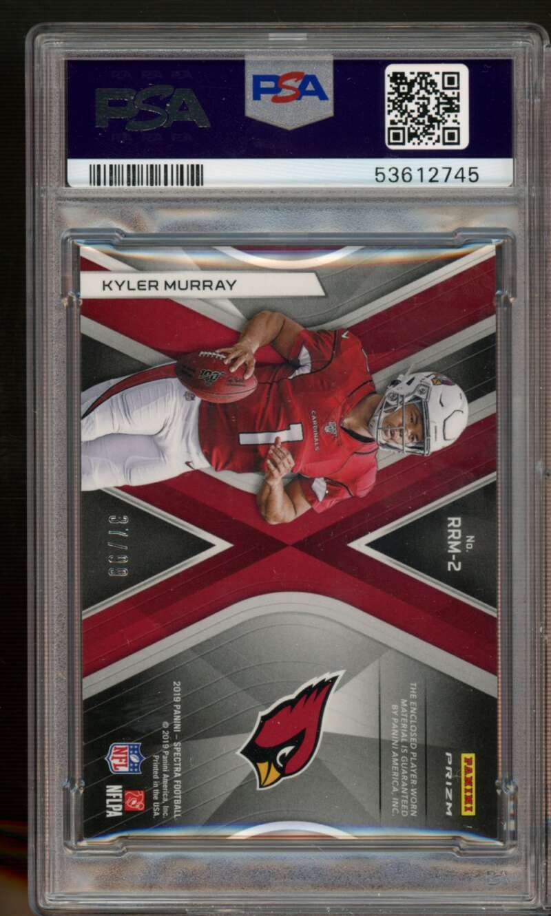 Kyler Murray Rookie 2019 Panini Spectra Rising Rookie Materials #RRM2 PSA 10 Image 2