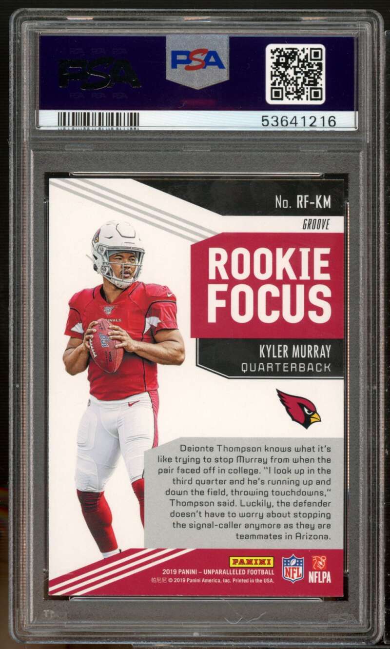 Kyler Murray Rookie 2019 Panini Unparalleled Rookie Focus Groove #RF-KM PSA 9 Image 2