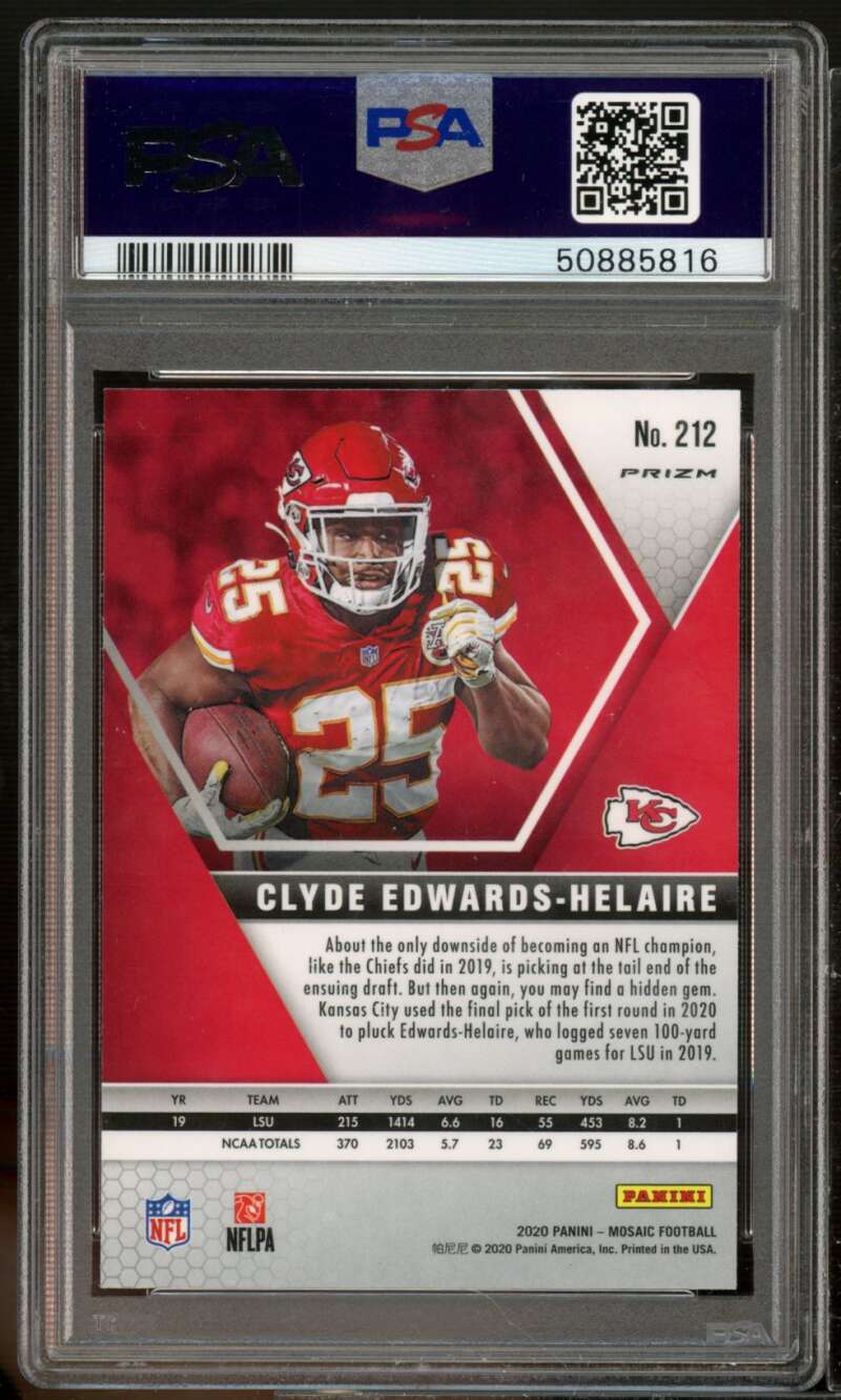 Clyde Edwards-Helaire Rookie Card 2020 Panini Mosaic Green mosaic #212 PSA 9 Image 2