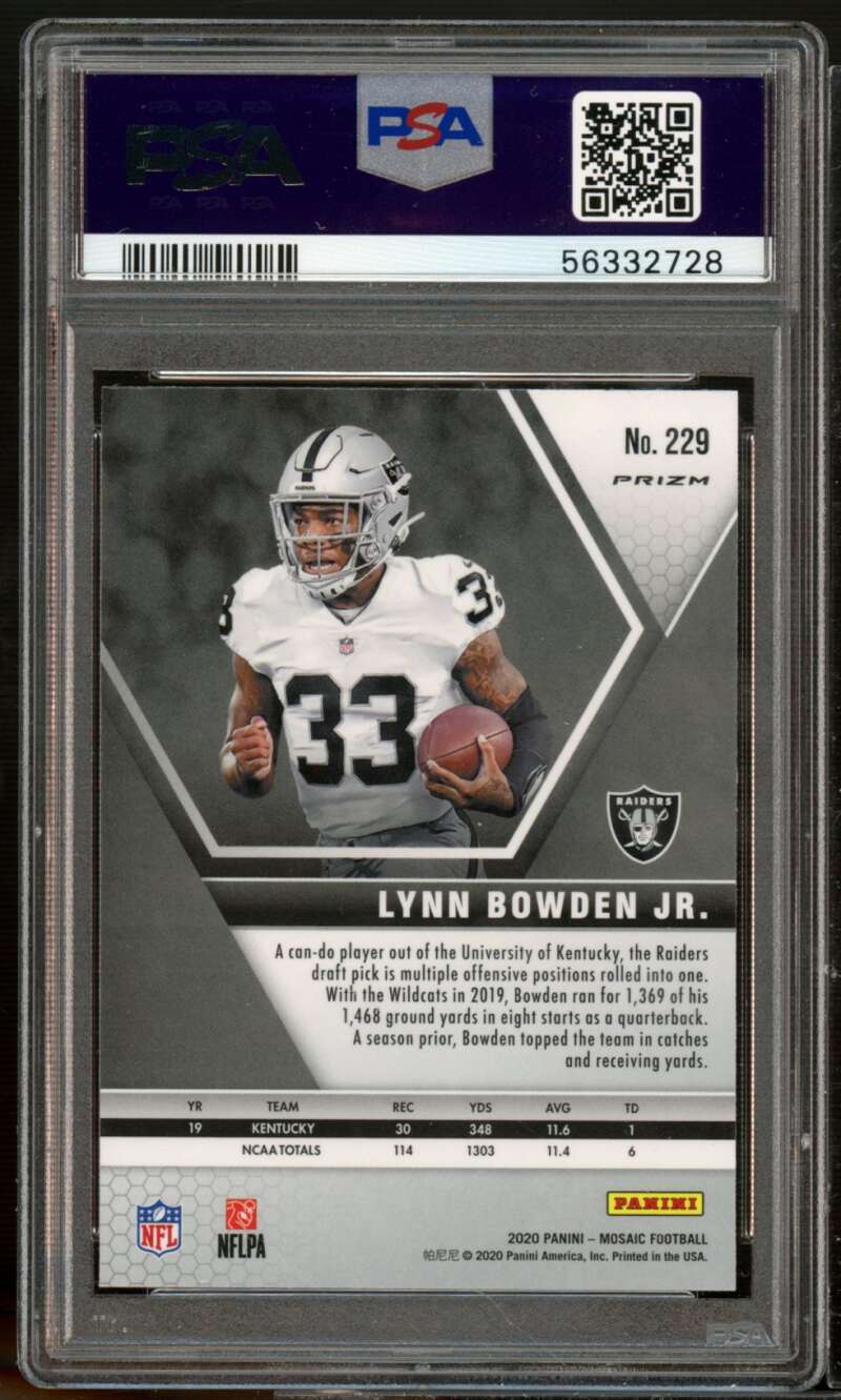 Lynn Bowden Jr. Rookie Card 2020 Panini Mosaic Reactive Green #229 PSA 9 Image 2