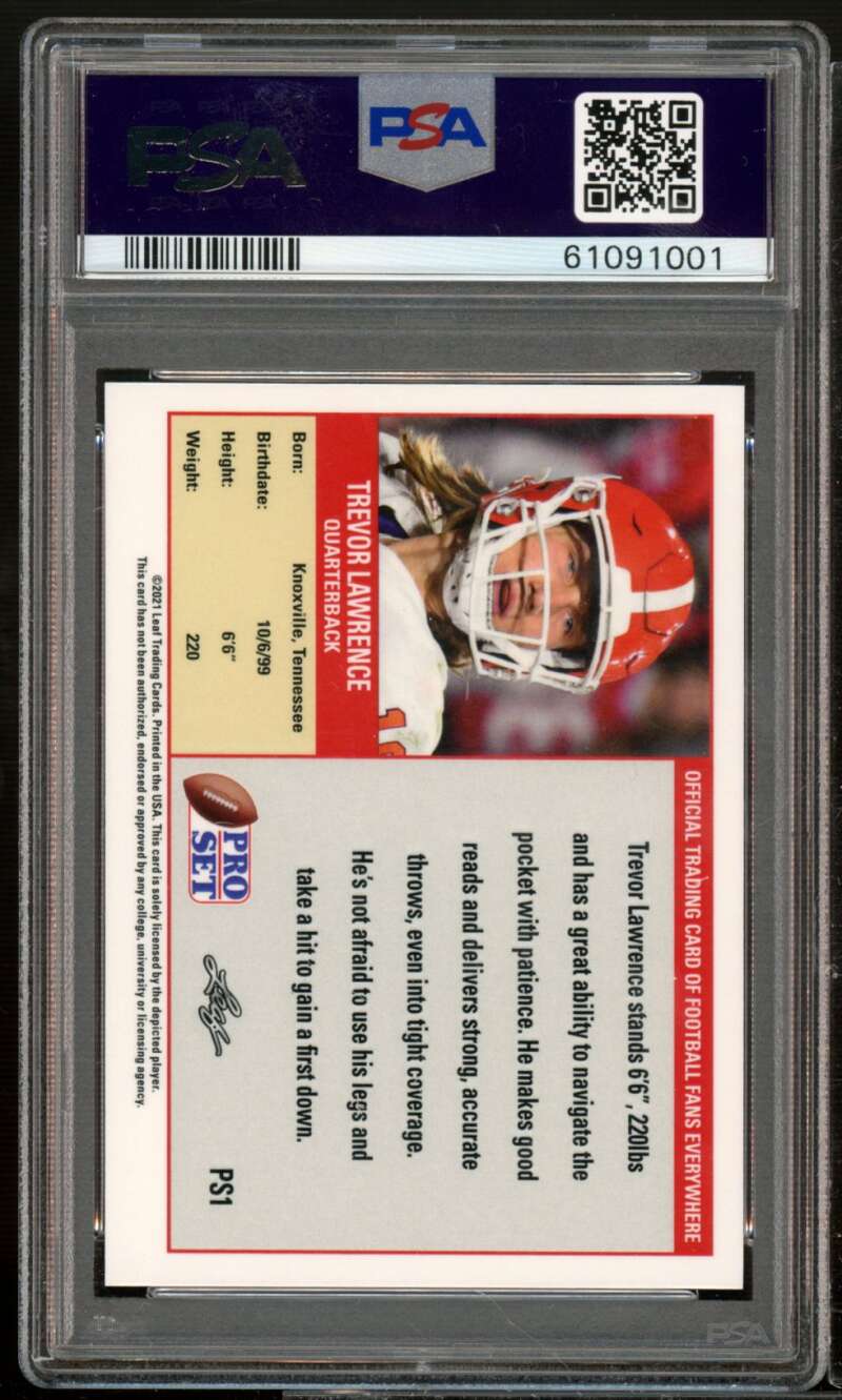 Trevor Lawrence Rookie Card 2021 Leaf Pro Set #PS1 PSA 9 Image 2