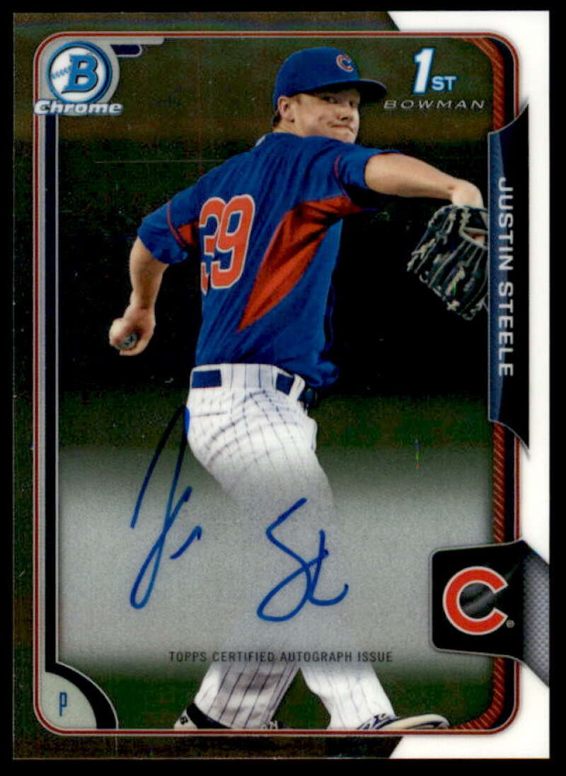 Justin Steele Rookie Card 2015 Bowman Chrome Prospect Autographs #BCAPJS  Image 1