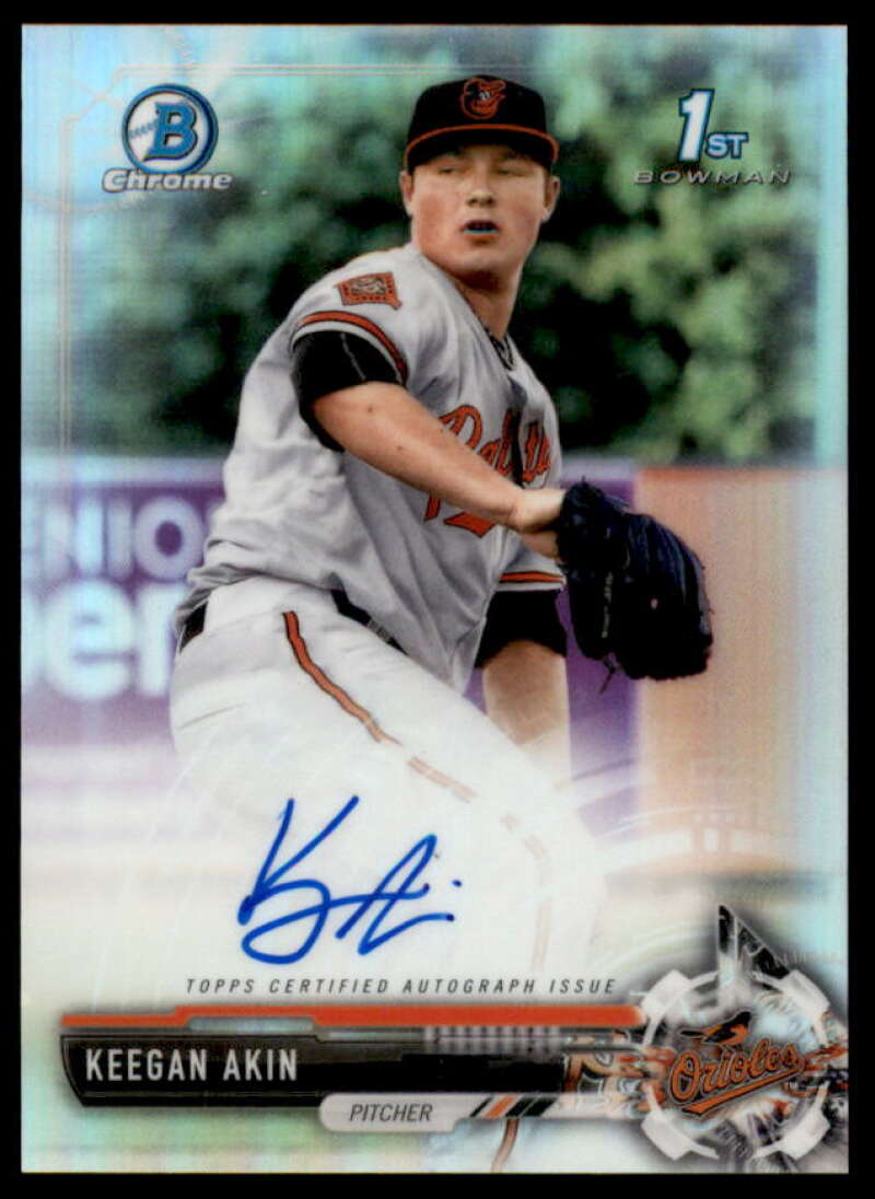 Keegan Akin Rookie Card 2017 Bowman Chrome Prospect Autographs Refractors #CPAKA  Image 1