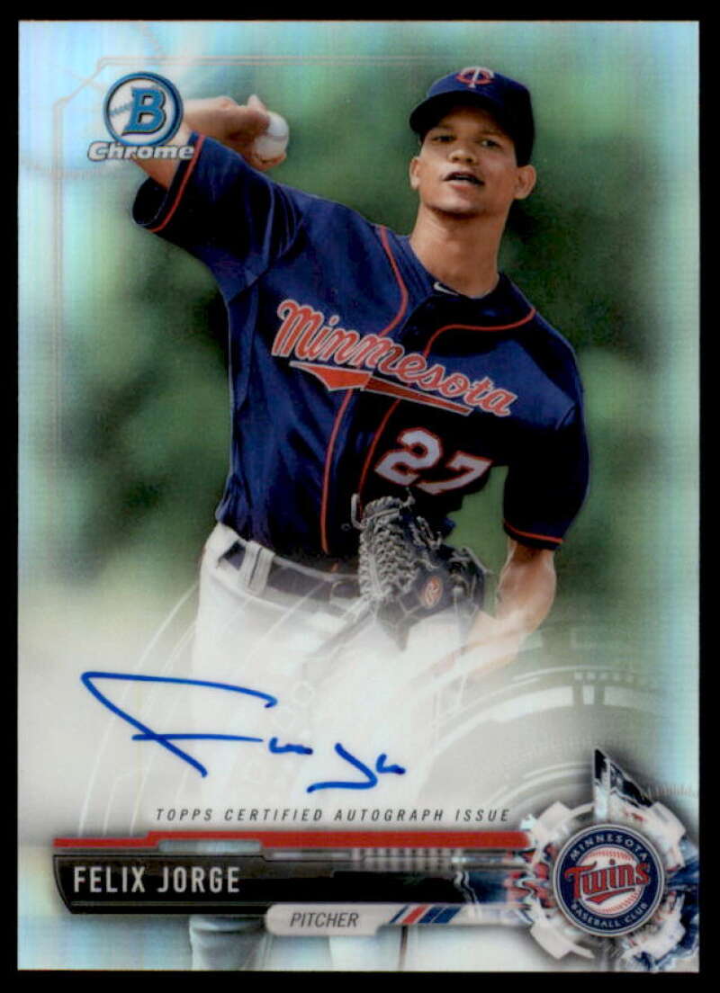 Felix Jorge Rookie Card 2017 Bowman Chrome Prospect Autographs Refractors #CPAFJ  Image 1