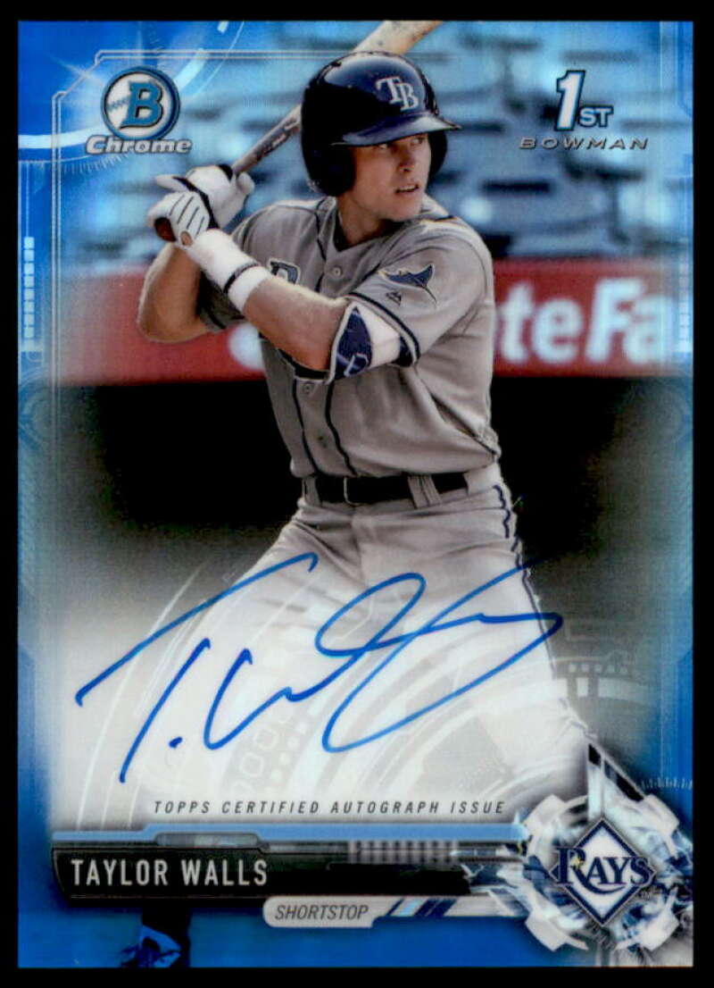 Taylor Walls Rookie Card 2017 Bowman Chrome Draft Autographs Blue Refractors #CDATW  Image 1