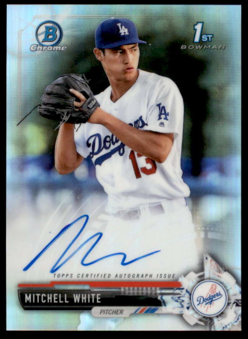 Mitchell White Rookie Card 2017 Bowman Chrome Prospect Autographs Refractors #CPAMW  Image 1