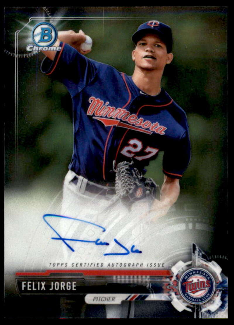 Felix Jorge Rookie Card 2017 Bowman Chrome Prospect Autographs #CPAFJ  Image 1