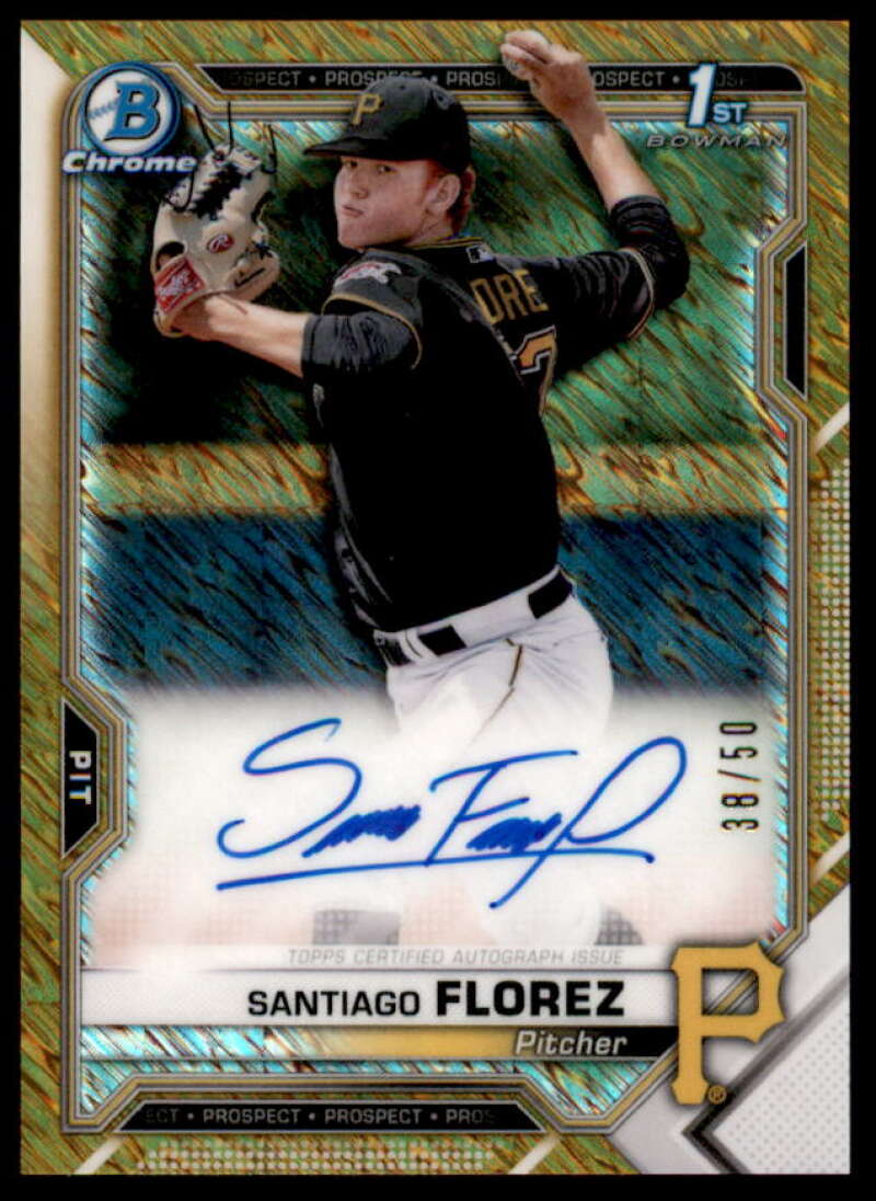 Florez 2021 Bowman Chrome Prospect Autographs Gold Shimmer Refractors #CPASF  Image 1